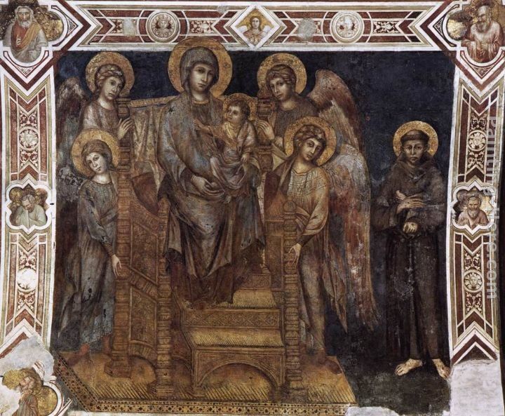 Giovanni Cimabue Madonna Enthroned with the Child, St Francis and four Angels
